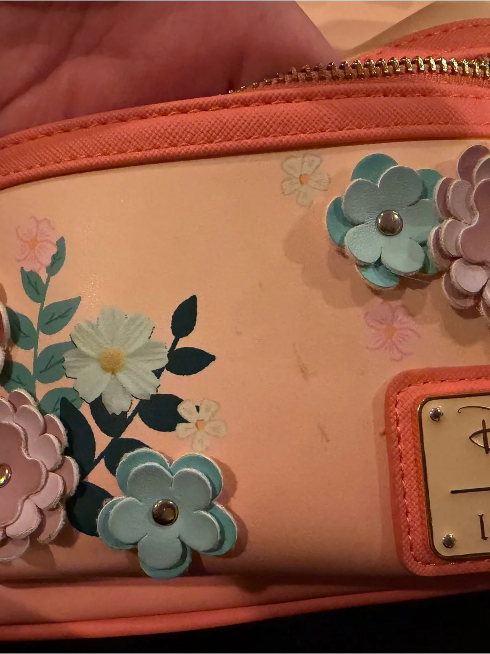 Loungefly Peach & Coral Floral Bow Mini Backpack